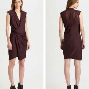 Helmut Lang Silk Purple Faux Wrap Dress